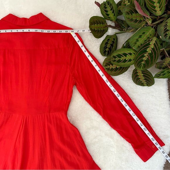 Leshop Red Button Front Fit & Flare Shirt Dress - Picture 6 of 9